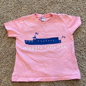 2T Niagara Falls USA boat short sleeve pink shirt Canada 🇨🇦 America 🇺🇸